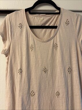 Garnet Hill Light Blush Scoop Neck Tee with Stud Accents